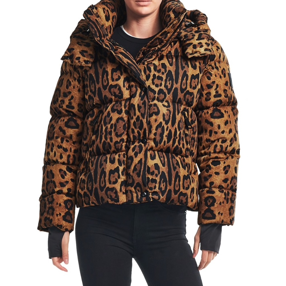 SAM Elsa leopard down puffer jacket size small